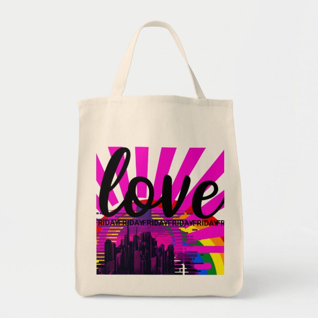 Tote Bag LOVE Friday mode grande ville (Devant)