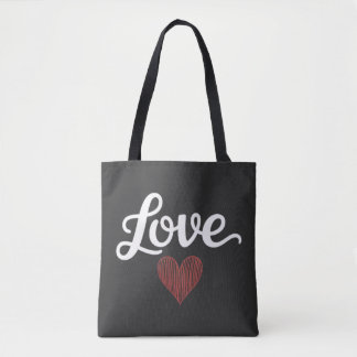 Tote Bag Love Heart Minimal Typography Romantic Design