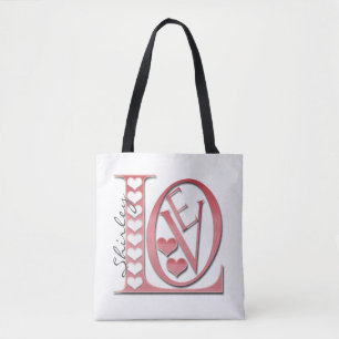 Tote Bag Love Letters with Hearts par Shirley Taylor