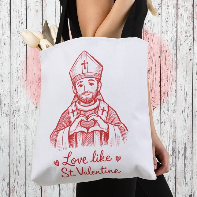 Tote Bag Love Like St Valentine Catholic Saint Illustration (Créateur téléchargé)