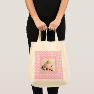 Tote Bag Love Mom Simple Elegant girly Blanc & rose photo