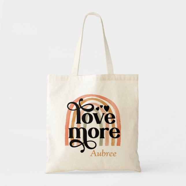 Tote Bag Love More Rainbow Personnalisé Fourre-tout (Devant)