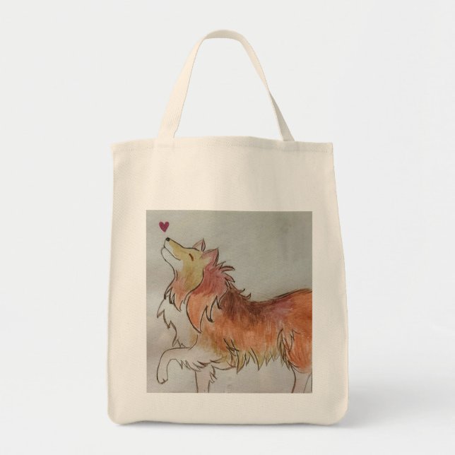 Tote Bag Love My Collie Shopping Fourre-tout (Devant)