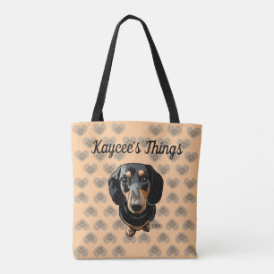 Tote Bag Love My Dachshund Coeur Paw