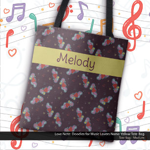 Tote Bag Love Note : Doodles for Music Lovers Nom Jaune