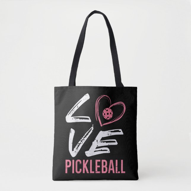 Tote Bag Love Pickleball Coeur Pickle Ball Femmes Filles En (Devant)