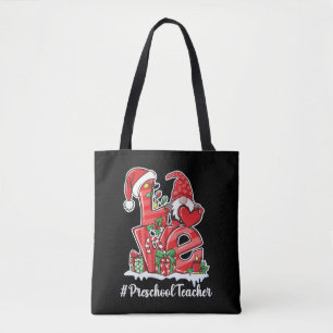 Tote Bag Love Preschool Teacher Gnome Christmas Pajamas