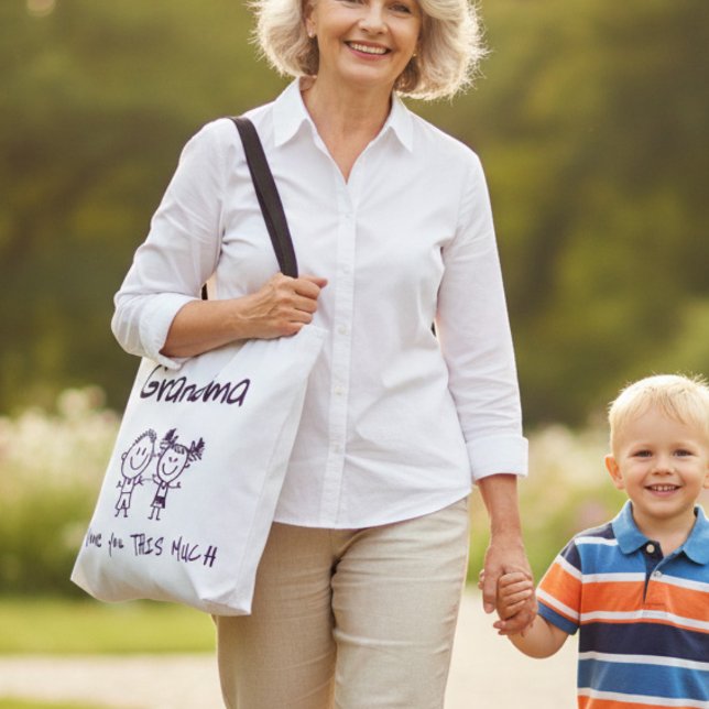 Tote Bag Love You Grandma Kids Art Personalized Gift (Créateur téléchargé)