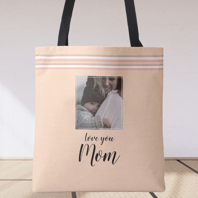 Tote Bag "Love you Mom" cadeau photo personnalisé (Créateur téléchargé)