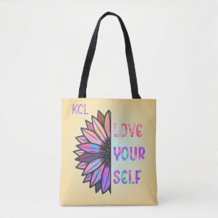 Tote Bag Love Yourself Sunflower Inspiration personnalisée