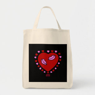 Tote Bag Lovely Heart Kisses Épicerie Fourre-tout