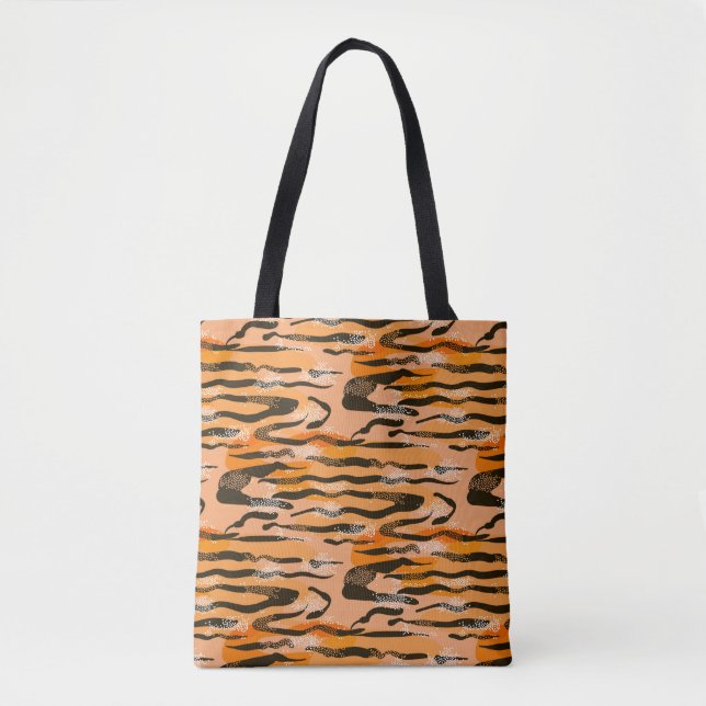 Tote Bag Lovely seamless tiger pattern,peach colour (Devant)