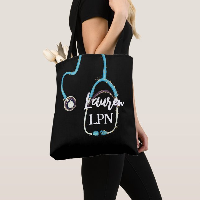 Tote Bag LPN Infirmière pratique RN Cadeau Stethoscope Mono (De près)