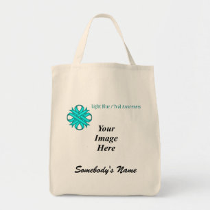 Tote Bag Lt Blue/Teal Clover Ribbon Template by K Yoncich