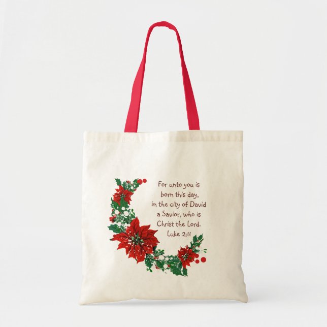 Tote Bag Luc 2:11 Écriture pour Noël Bible Verse (Devant)