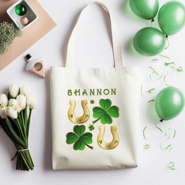 Tote Bag Lucky Irish à quatre feuilles Horseshoe (Créateur téléchargé)