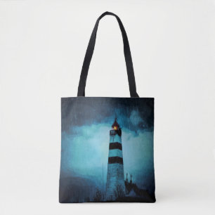 Tote Bag Lumière bleu foncé nuit pluie nautique