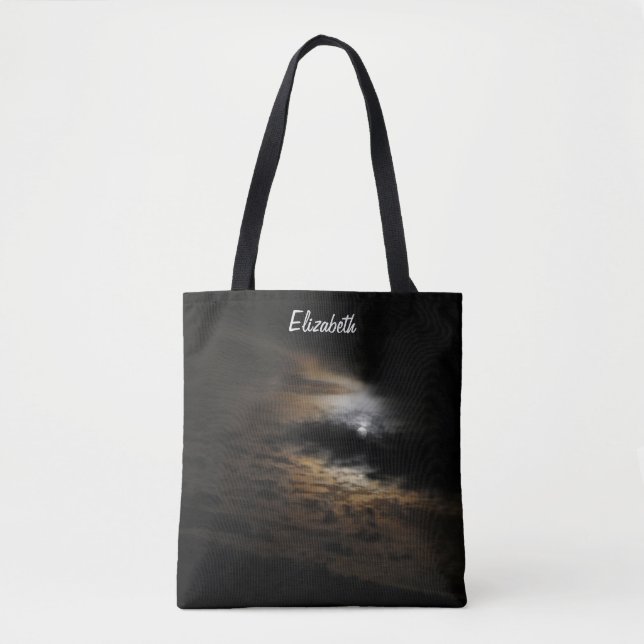 Tote Bag Lumière de la lune sur nuages Ciel de nuit Photo p (Devant)