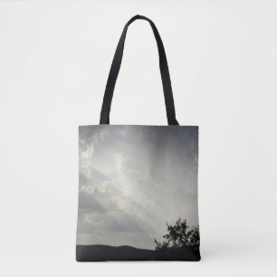 Tote Bag Lumière du soleil à travers les nuages Ciel noir b