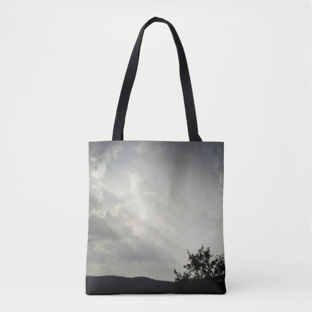 Tote Bag Lumière du soleil à travers les nuages Ciel noir b (Devant)