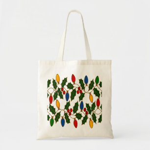 Tote Bag Lumières de Noël et houx en art cloisonné
