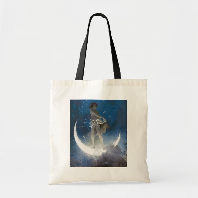 Tote Bag Luna Goddess at Night Scattering Stars (Devant)