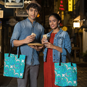 Tote Bag Lune bleue nuageuse