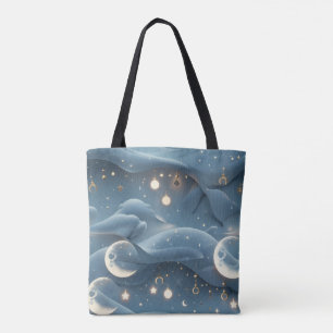 Tote Bag Lune Céleste Douce Bleue Poudrée Esthétique