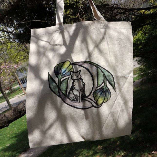 Tote Bag Lune Chat Fleur Luna Chats Floral LuneChat (Créateur téléchargé)