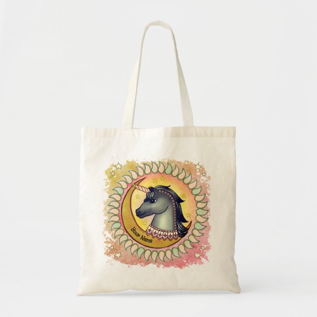 Tote Bag Lune de licorne noire (Devant)