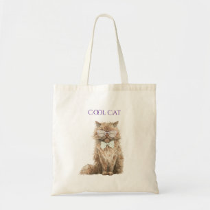 Tote Bag Lunettes de chat cool marron violet menthe