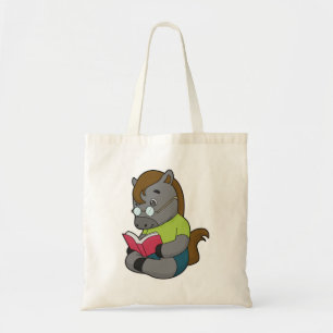 Tote Bag Lunettes de livre Nerd de cheval