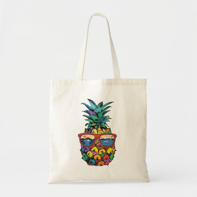 Tote Bag Lunettes de soleil à l'ananas Plages d'Aloha Hawai (Devant)