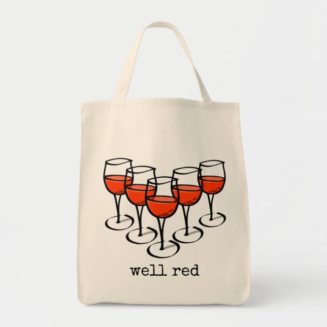 Tote Bag Lunettes de vin de dessin bien Red Winery Humour (Devant)