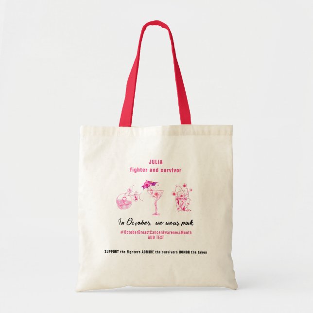 Tote Bag Lutte contre le cancer du sein Ruban rose Inspirat (Devant)