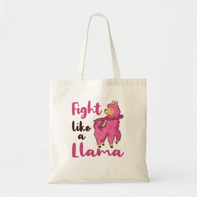 Tote Bag Lutter comme une Llama Cancer du sein guerrier (Devant)