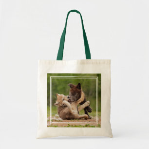Tote Bag Luttes de louveteaux gris