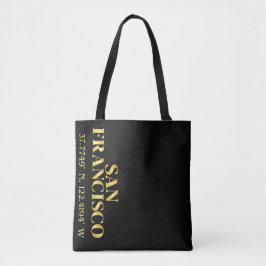 Tote Bag Lux Gold San Francisco Latitude & Longitude