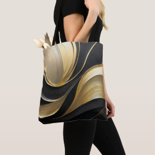 Tote Bag Luxe Abstrait moderne noir et or-
