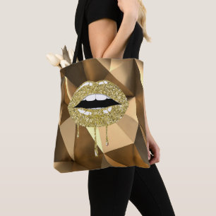 Tote Bag Luxe Beauté Dorée Paillettes Glamour Gouttes qui C