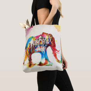 Tote Bag L'Vintage voyage indien de l'éléphant Aime
