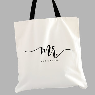 Tote Bag M. Black White, nouveau marié Génome Script Person