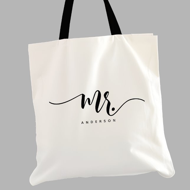 Tote Bag M. Black White, nouveau marié Génome Script Person (Créateur téléchargé)