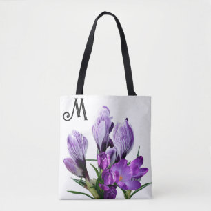 Tote Bag M monogramme personnalisable joli mauve girly flor