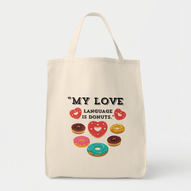 TOTE BAG MA LANGUE D'AMOUR EST LES DONUTS (Devant)