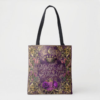 Tote Bag Ma vie est pleine de Magick ! Violet, couronne, oi
