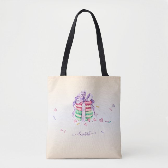 Tote Bag Macarons cool à aquarelle tendance (Devant)