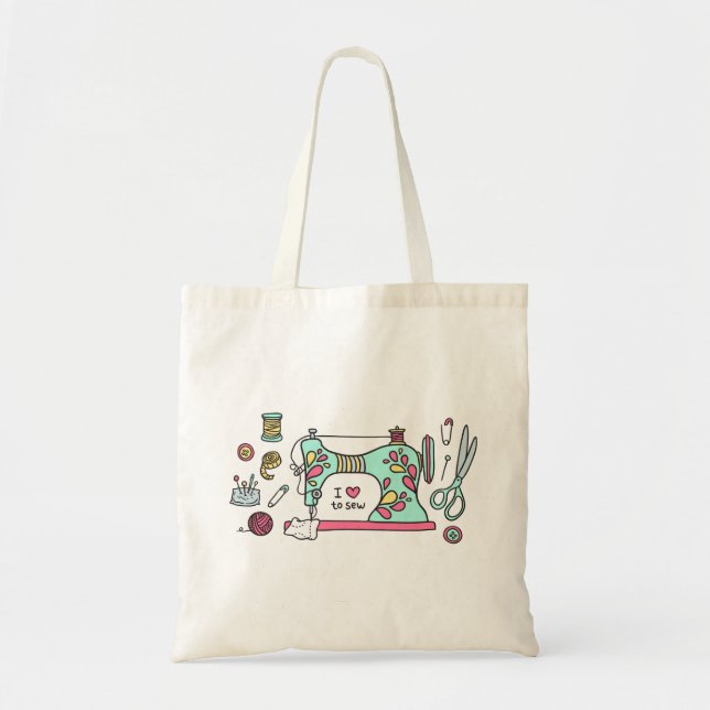 Tote Bag machine à coudre, art, images à coudre (Devant)
