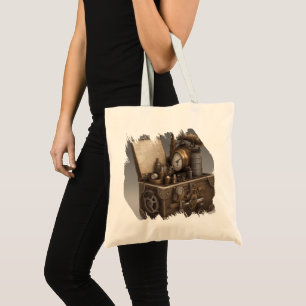 Tote Bag Machine à temps Steampunk - Vintage coffre au trés