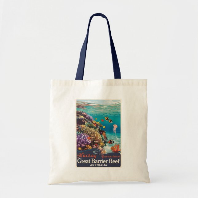 Tote Bag Mackay Great Barrier Reef Travel Art Vintage (Devant)